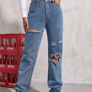 XS High Waist Ripped Boyfriend Jeans